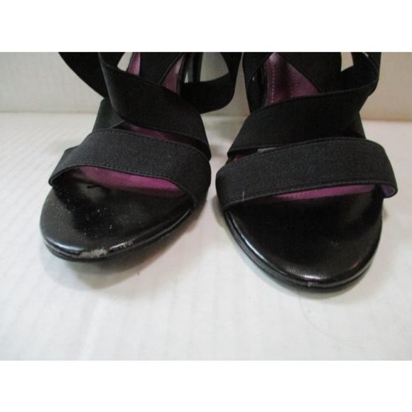*Tahari Black Strappy Criss -Cross Open Toe Heels - Picture 4 of 8